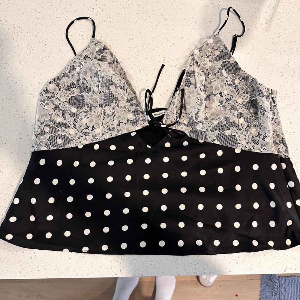 Abercrombie & Fitch Black and White Polka Dot Top